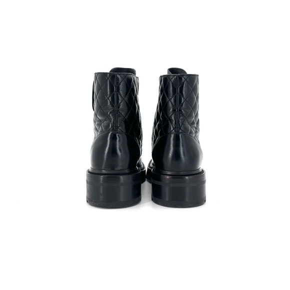 Chanel Brave Shiny Calfskin Quilted CC Chain Cap Toe Platform Short Boots 37 - Picture 5 of 11